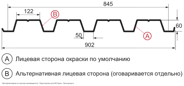 Профлист Металл Профиль Н60 Ecosteel 0.5 Профнастил Металл Профиль Н60 Ecosteel 0.5 фото чертёж