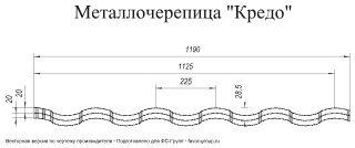 Металлочерепица Гранд Лайн (Grand Line) Kredo Satin Matt 0,5 фото чертёж