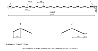 Профлист Металл Профиль МП18 (гофра) Ecosteel 0,5 Сосна чертёж