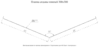 Планка ендовы нижней Grand Line 300x300 Rooftop Matte (Стальной бархат) 0,5 фото чертёж