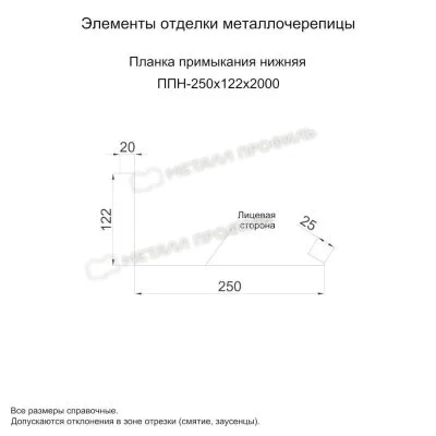 Планка примыкания нижняя Металл Профиль 250x122x2000 Цинк 0,45 Планка примыкания нижняя Металл Профиль 250x122x2000 Цинк 0,45