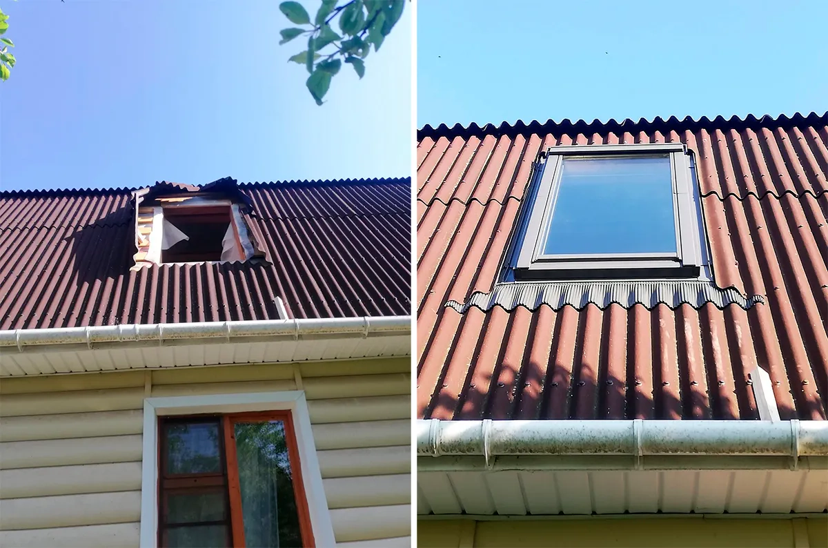 Монтаж мансардного окна в ондулин