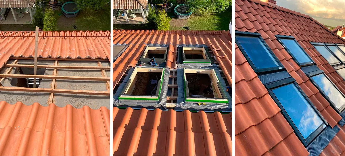 Монтаж мансардного окна в натуральную черепицу