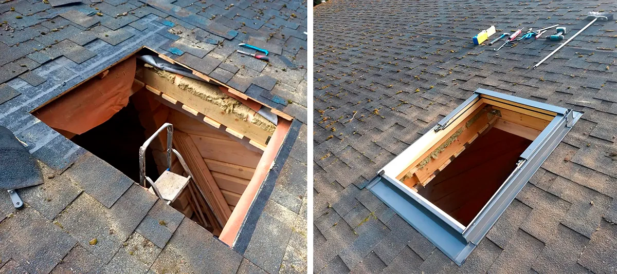 Монтаж мансардного окна в готовую мягкую кровлю