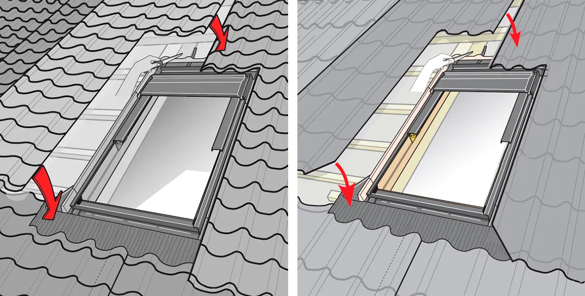 Стыковка фартука окна и металлочерепицы
