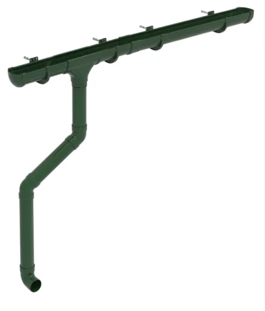 Комплект пластикового водостока d-135/90 мм ГрандЛайн Дизайн зеленый RAL 6005   фото