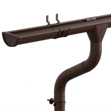 Комплект металлического водостока Аквасистем Премиум d-150x100 мм 6 м/3 м PU Matt RAL 8017   фото