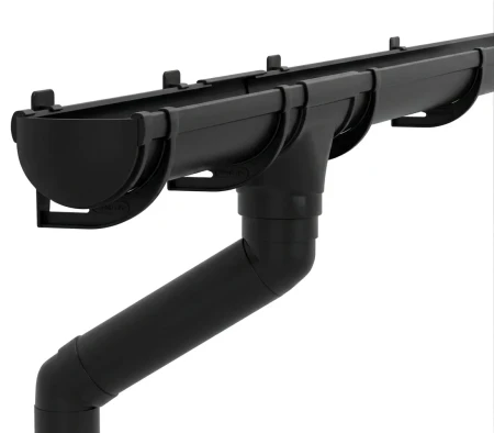 Комплект пластикового водостока d-135/90 мм ГрандЛайн Дизайн черный RAL 9005   фото