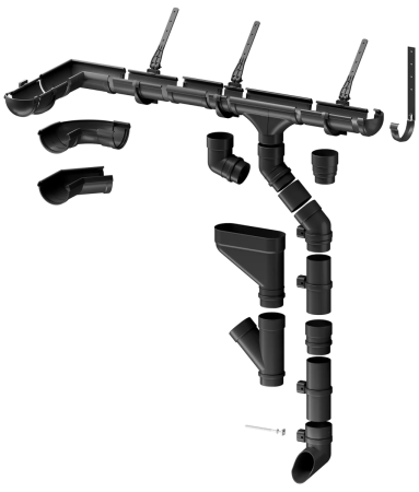 Комплект пластикового водостока d-141x100 мм Döcke lux карбон RR 33   фото