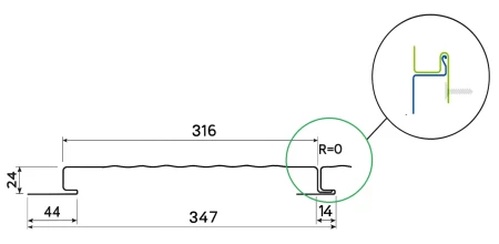 Линеарные панели Металл Профиль Линеарная панель  Primepanel-О-В 24х316 мм без руста Оцинкованная 0,7   фото
