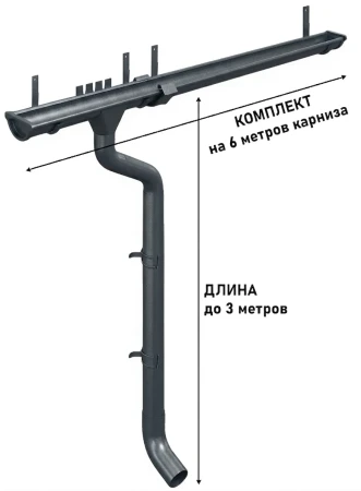 Комплект металлического водостока d-150x100 мм Металл Профиль FORAMINA PUR Purman двухсторонний RAL 7024   фото