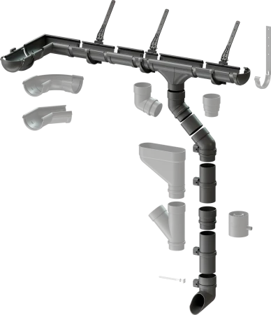 Желоб полукруглый ПВХ d-141 мм 3 м Döcke Lux графит RAL 7024