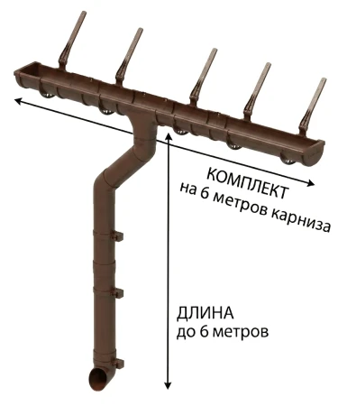 Комплект пластикового водостока d-120x80 мм Döcke Standard светло-коричневый RAL 8017   фото