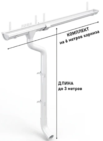 Комплект металлического водостока d-125x90 мм Металл Профиль GRANDSYSTEM Полиэстер RAL 9010   фото
