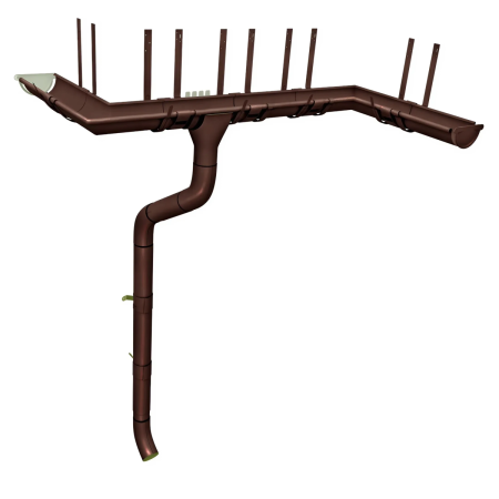 Комплект металлического водостока Grand Line GL PE d-125x90 мм 6 м/3 м Полиэстер двухсторонний RAL 8017   фото