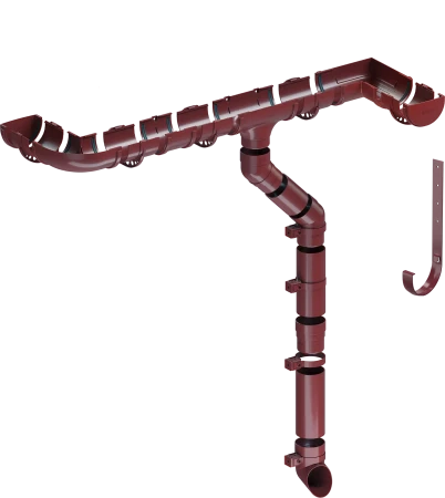 Угол желоба универсальный d-120 мм 90 гр ПВХ Döcke Standard красный RAL 3005