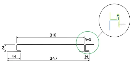 Линеарные панели Металл Профиль Линеарная панель  Primepanel-О-Г 24х316 мм без руста Оцинкованная 0,7   фото