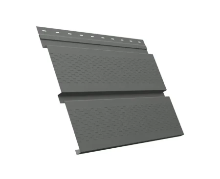 Металлический софит Grand Line Квадро Брус Satin 0,5 с полной перфорацией Ral 7005