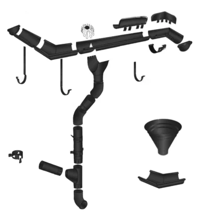 Угол желоба наружный d-125 мм 90 гр Металл Профиль FORAMINA PUR Purman двухсторонний 0,6 RAL 9005