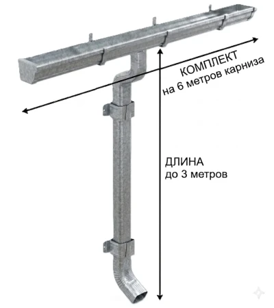 Комплект металлического водостока Металл Профиль Бюджет 120x86 мм 6 м/3 м Полиэстер Оцинкованный   фото