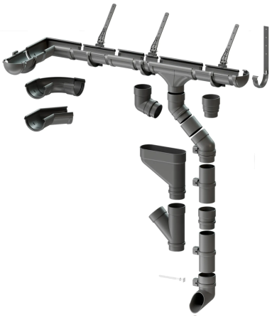Комплект пластикового водостока d-141x100 мм Döcke lux графит RAL 7024   фото