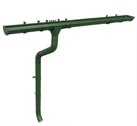 Комплект металлического водостока ГрандЛайн GL PU d-125x90 мм 6 м/3 м Полиуретан RAL 6005 (зелёный мох)   фото