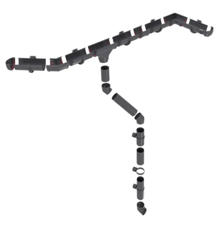 Угол желоба универсальный d-135 мм 90 гр ПВХ Grand Line Дизайн графит RAL 7024