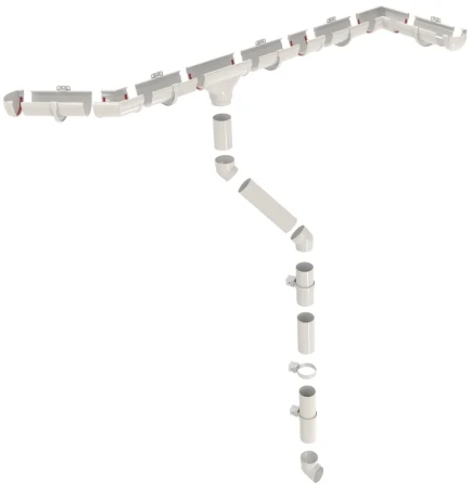 Угол желоба универсальный d-135 мм 90 гр ПВХ Grand Line Дизайн белый RAL 9003