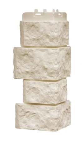 Угол пластиковой фасадной панели Grand Line Дикий камень Classic (молочный)