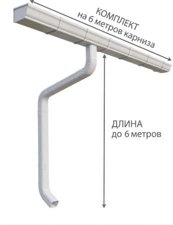Комплект металлического водостока ГрандЛайн Vortex 127x78 мм 6 м/6 м Полиэстер RAL 9003 (сигнально-белый)   фото