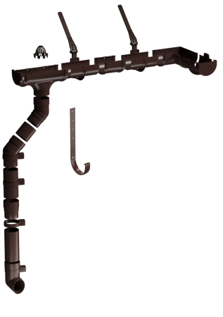 Комплект пластикового водостока d-120x85 мм Döcke Premium шоколад RAL 8019   фото