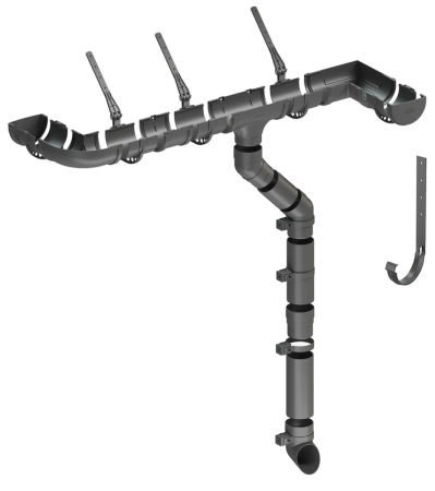 Комплект пластикового водостока d-120x80 мм Döcke Standard серый RAL 7024   фото