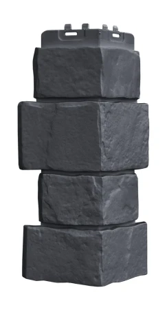 Угол пластиковой фасадной панели Grand Line Крупный камень Classic (графит)