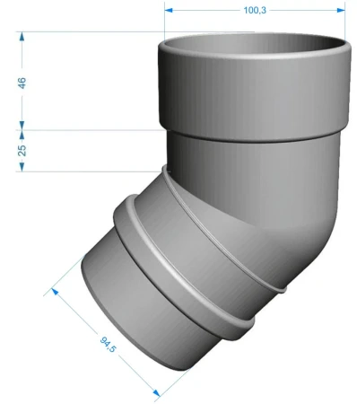 Колено трубы d-100 мм 45° ПВХ Döcke Lux   фото
