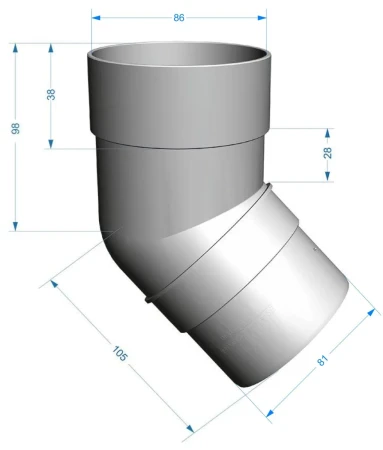 Колено трубы d-85 мм 45° ПВХ Döcke Premium   фото