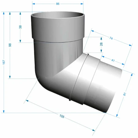 Колено трубы d-85 мм 72° ПВХ Döcke Premium   фото