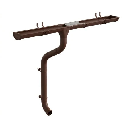 Комплект металлического водостока Аквасистем Премиум d-150x100 мм 6 м/3 м PU Matt RAL 8017   фото