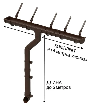Комплект пластикового водостока d-120x80 мм Döcke Standard темно-коричневый RAL 8019   фото