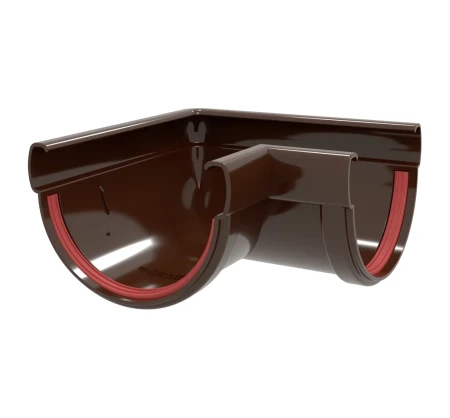 Угол желоба универсальный d-135 мм 90 гр ПВХ Grand Line Дизайн коричневый RR 32