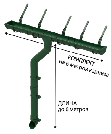 Комплект пластикового водостока d-120x80 мм Döcke Standard зеленый RAL 6005   фото
