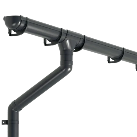 Комплект пластикового водостока d-135/90 мм ГрандЛайн Дизайн графит RAL 7024   фото