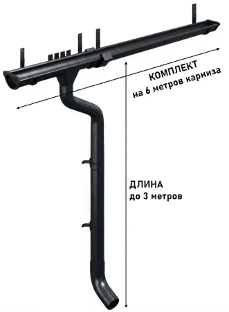 Комплект металлического водостока d-125x100 мм Металл Профиль FORAMINA PUR Purman двухсторонний RAL 9005   фото