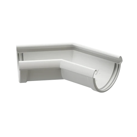 Угол желоба универсальный d-141 мм 135 гр ПВХ Döcke Lux пломбир RAL 9003