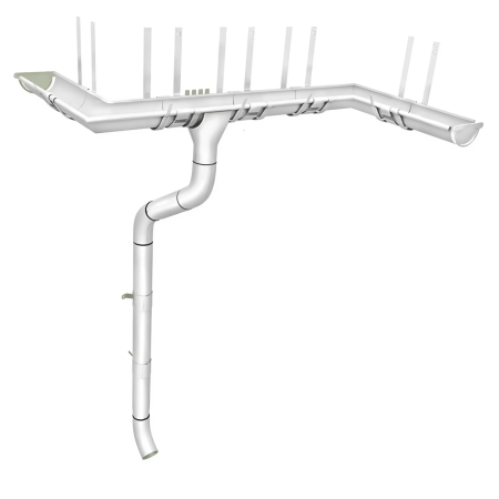 Комплект металлического водостока Grand Line GL PE d-125x90 мм 6 м/3 м Полиэстер двухсторонний RAL 9003   фото