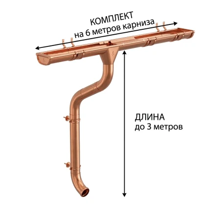 Комплект металлического водостока Аквасистем Комфорт d-125x90 мм 6 м/3 м Aquasystem Элит   фото