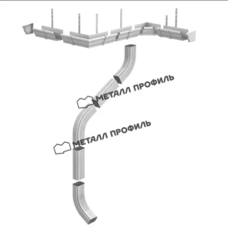 Труба водосточная с коленом 76x102x1000 Металл Профиль Бюджет 0,5 Оцинкованная
