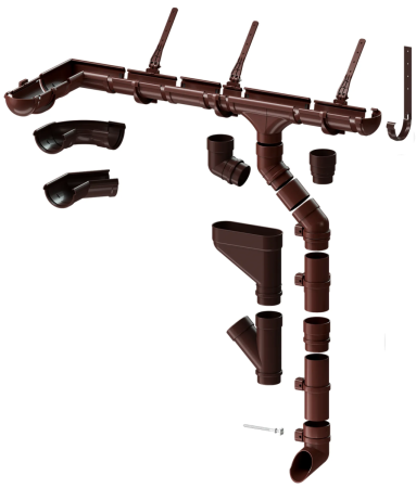 Комплект пластикового водостока d-141x100 мм Döcke lux шоколад RAL 8019   фото