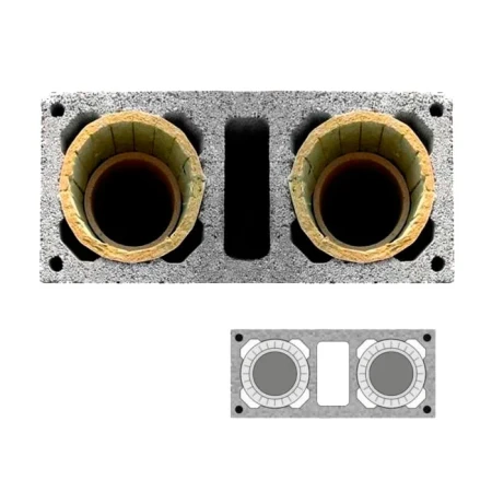 Комплект Schiedel Uni 4 пм для двухходового дымохода с вентканалом Ø-140L/140 мм