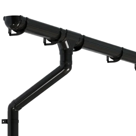 Комплект пластикового водостока d-135/90 мм ГрандЛайн Дизайн черный RAL 9005   фото