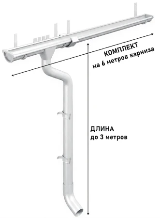Комплект металлического водостока d-125x100 мм Металл Профиль FORAMINA PUR Purman двухсторонний RAL 9010   фото
